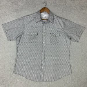 Wrangler Shirt Mens X-Large Gray Wrancher Pearl Snap Short Sleeve Western